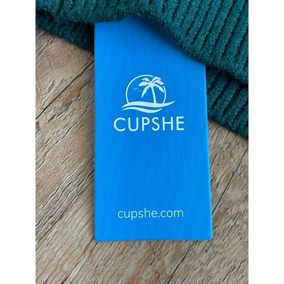 NWT Cupshe emerald green L/S V -neck bow sweater Med - Picture 5 of 10